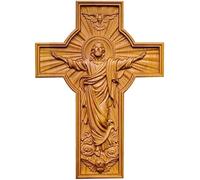 Croce dell'Ascensione, croce di coraggio e pace, da appendere alla parete, oggetto sacro in legno, pasquale, casa, chiesa, scultura in legno, ornamento natalizio