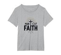 Croce devozionale Religiosa Uomo di Fede Uomo Maglietta, Donna Plus-Size, Grigio Melange, 5X