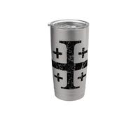 Croce di Gerusalemme Cavalieri Templari Nero Distressed Bicchiere termico in acciaio inox doppia parete