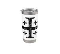 Croce di Gerusalemme Cavalieri Templari Nero Distressed Bicchiere termico in acciaio inox doppia parete