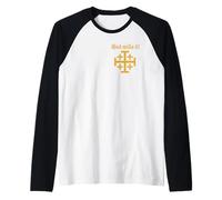 Croce di GERUSALEMME - Dio Lo Vuole - Deus Vult Maglia con Maniche Raglan