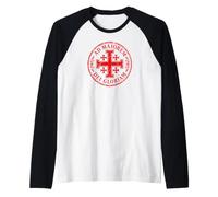 Croce di Gerusalemme per La Grande Gloria di Dio Rosso Invecchiato Maglia con Maniche Raglan