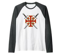 Croce di GERUSALEMME - Regno di Gerusalemme - Templare Maglia con Maniche Raglan