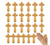 Croce di preghiera | Croce portatile in legno comoda | Simbolo di fede aderente | Keychain di adorazione delle palme da pineto | Croci di preghiera tascabile per meditazione, guarigione spirituale, pa
