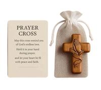 Croce di preghiera - Crocifisso in legno tascabile, piccolo crocifisso in legno | Crocifisso in legno fatto a mano per devozione quotidiana cercatori spirituali cattolici cristiani collezionisti sale
