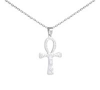 Croce egiziana Ankh Collana Donna Ciondolo Preghiera Egiziano Copto Amuleto Chiave della Vita Croce Collana Charm Classico Choker Gioielli Regali Personalizzati (Argento 2)