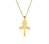 Croce egiziana Ankh Occhio di Horus Scarabeo Ciondolo Collana Amuleto Fortunato Chiave della Vita Croce Ankh Egiziana Protezione Gioielli Gioielli Religiosi Donna (Oro)