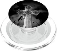 Croce gotica al chiaro di luna con corvi PopSockets PopGrip per MagSafe