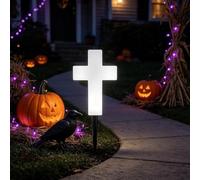 Croce illuminata a energia solare, decorazione da giardino | Croce a LED con Gesù, decorazione per la casa, decorazione commemorativa, cortile, casa, patio