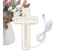 Croce illuminata - Decorazione natalizia religiosa a LED, lampada, crocifisso illuminato, centrotavola artistico da parete | Accento spirituale cristiano luminoso per i proprietari di case Appartament