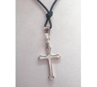 CROCE in Argento 925 con girocollo in cordoncino - ciondolo - Crocefisso -