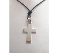 CROCE in Argento 925 con girocollo in cordoncino - ciondolo - Crocefisso -