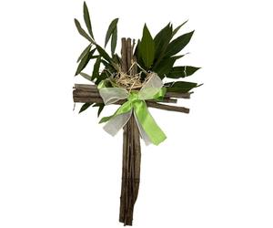 Croce in legno con ulivo e alloro per la domenica delle palme resurrezione gesu'