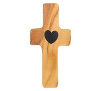 Croce in Legno D’ulivo Portatile, Mini Ornamento Pasquale da Mano | Decorazione Beige Intagliata a Mano, Simbolo di Fede e Benedizione, Leggera e Facile da Portare