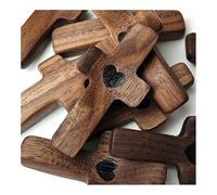 Croce in legno palmare con cuore epossidico da portare in tasca con supporto emotivo, 3 pezzi