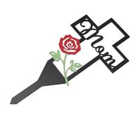 Croce in metallo da giardino, cimitero, decorazione commemorativa per tombe e giardini, 30 x 15 cm, placca in ferro nero con picchetto (C)