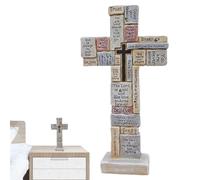 Croce In Piedi Ispiratrice - Croci Cristiane In Piedi, | Decorazione Leggera Da Tavolo A Croce Religiosa Spirituale Natalizia, Croci Di Gesù Ricoperte Di Parole E Frasi Incoraggianti Per Scrivania Da