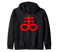 Croce Leviatano Zolfo Nero Simbolo Magia Occulta Satanica Felpa con Cappuccio