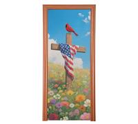 Croce nel mare di fiori Indipendenza Day Back Door Cover 91,4 x 248,9 cm Farfalla Compleanno Banner Decorazione per feste e forniture per la casa L