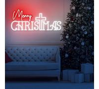 Croce Neon Sign Merry Christmas Signs Outdoor Gesù Sign Decor Christian Decoration Gift
