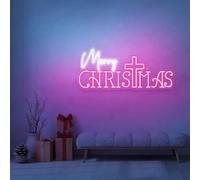 Croce Neon Sign Merry Christmas Signs Outdoor Gesù Sign Decor Christian Decoration Gift