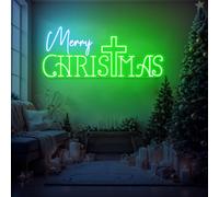 Croce Neon Sign Merry Christmas Signs Outdoor Gesù Sign Decor Christian Decoration Gift