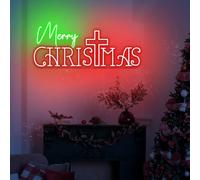 Croce Neon Sign Merry Christmas Signs Outdoor Gesù Sign Decor Christian Decoration Gift