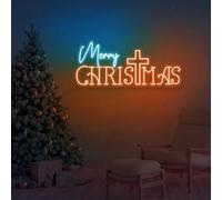 Croce Neon Sign Merry Christmas Signs Outdoor Gesù Sign Decor Christian Decoration Gift