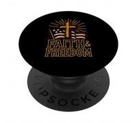 Croce Patriottica Fede Libertà Vintage Uomo Cristiano PopSockets PopGrip Adesivo
