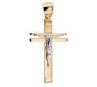 Croce Pendente per Collana in Oro Giallo 18 kt con Gesù in oro Bianco NUOVO E...