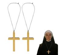 Croce per lapide in plastica resistente, collana con crocifisso per adulti e bambini, alta 22,5 cm, ideale per Halloween, abiti da prete o costume da monaco, con cordino nero