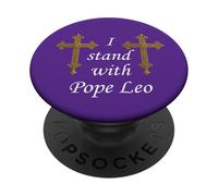 Croce Romana. Io sto con Papa Leone. PopSockets PopGrip Adesivo