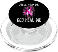 Croce rosa per la consapevolezza del cancro al seno, con scritta "Gesus Help Me God Heal Me" PopSockets PopGrip per MagSafe