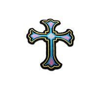 croce segno della croce religione - Toppe termoadesive Patch Toppa ricamate, misura: 7,7 x 6,2 cm