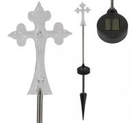 Croce solare per cimitero e tomba per cimitero, palo commemorativo, luci solari impermeabili, da giardino, per decorazioni cimiteri, 40,6 cm di lunghezza