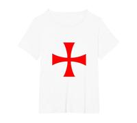 Croce Templare Maglietta, Donna Plus-Size, Bianco, 4X