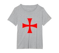 Croce Templare Maglietta, Donna Plus-Size, Grigio Melange, 2X