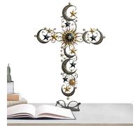 Croce Wall Art Appendibile Religiosa Luna Stella Ornamento | Croce decorativa per casa, porta della chiesa, soggiorno, camera da letto, ingresso, corridoio