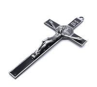 Crocefisso da parete con Gesù sul supporto della chiesa, decorazione antica per la casa, cappella (nero)
