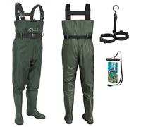 Croch Waders pesca Stivali da pesca per uomo e donna, impermeabili, in PVC e nylon con gomma, taglia 44, ideali per la pesca, verde