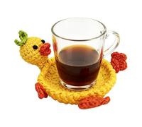 Crochet Animals Drink Coasters, Cute Duck Shaped Crochet Cup Coasters for Drinks, Funny Coaster for Desk Home Decor