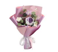 Crochet Bouquet - Multicolor, Decorative Knitted Flowers Bouquet, Handmade Crochet Floral Arrangement, Realistic Artificial Flowers, Soft Cotton Yarn, 12 Inch Tall, Dust-Proof | Birthday, Christmas, E