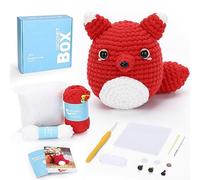 CROCHET BOX Kit all'uncinetto per principianti, kit all'uncinetto Red Fox, tutto ciò di cui hai bisogno, tutorial video passo dopo passo, regalo a sorpresa per adulti e ragazzi.