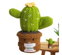 Crochet Cactus, Motivational Crocheted Doll, Soft Decorative Knitted Plush, Encouraging Mindfulness, Calming Companion for Adults and Teens, Ideal for Craft Collectors, Sensitive Children