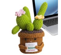 Crochet Cactus, Motivational Crocheted Doll, Soft Decorative Knitted Plush, Encouraging Mindfulness, Calming Companion for Adults and Teens, Ideal for Craft Collectors, Sensitive Children