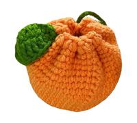 Crochet Coin Purse, Orange Fruit Wallet, Cute Mini Bag, Handcrafted Design, Zipper Closure, Compact Size, Storage For Coin Chargers Earbuds, Yarn Material, 4.72x3.54x1.46in