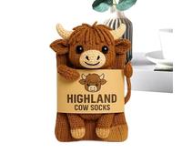 Crochet Cow - Handmade Highland Ornament Doll, Adorable Animal Decoration, Soft Yarn Plush Figure for Home Workplace Nursery Desk Christmas Birthday Farm Adults, Holiday Decor, Brown