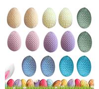Crochet Easter Eggs - 14 Pieces Handmade Spring Party Favors, Pastel Knitted Decorative Eggs Set for Vase Wreath Garland Bowl Basket Display | Soft Yarn Holiday Ornaments for Home Dining Table