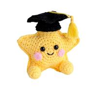 Crochet Emotional Doll - Cute Handmade Graduation Star Plush for Gift Display | Soft Yarn Material with Stitched Details, Inspirational Desk Ornament, Decorative Figurine for Home Office Car Bookshelf
