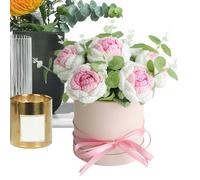 Crochet Flower Bouquet, Decorative Table Flowers, Handmade Realistic Detail, Versatile Celebration Accent, Creative Decor for Celebrations, Gift Packaging, Home, Event, Wedding, 8.66x8.07 Inches